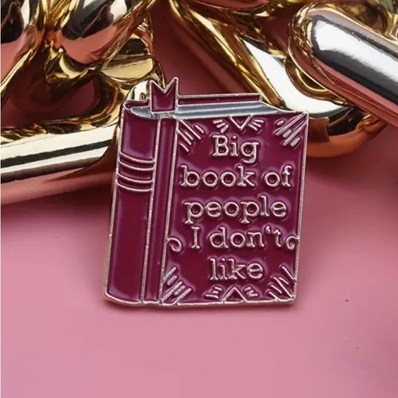 Vintage Style Brooch PinBig Book of People I Don't Like"Quirky Novelty NWT - Picture 5 of 5
